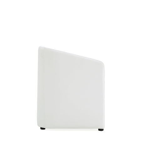 Anna Round Faux Leather Dining Armchair in Cream by Manhattan Comfort at Eve Furniture