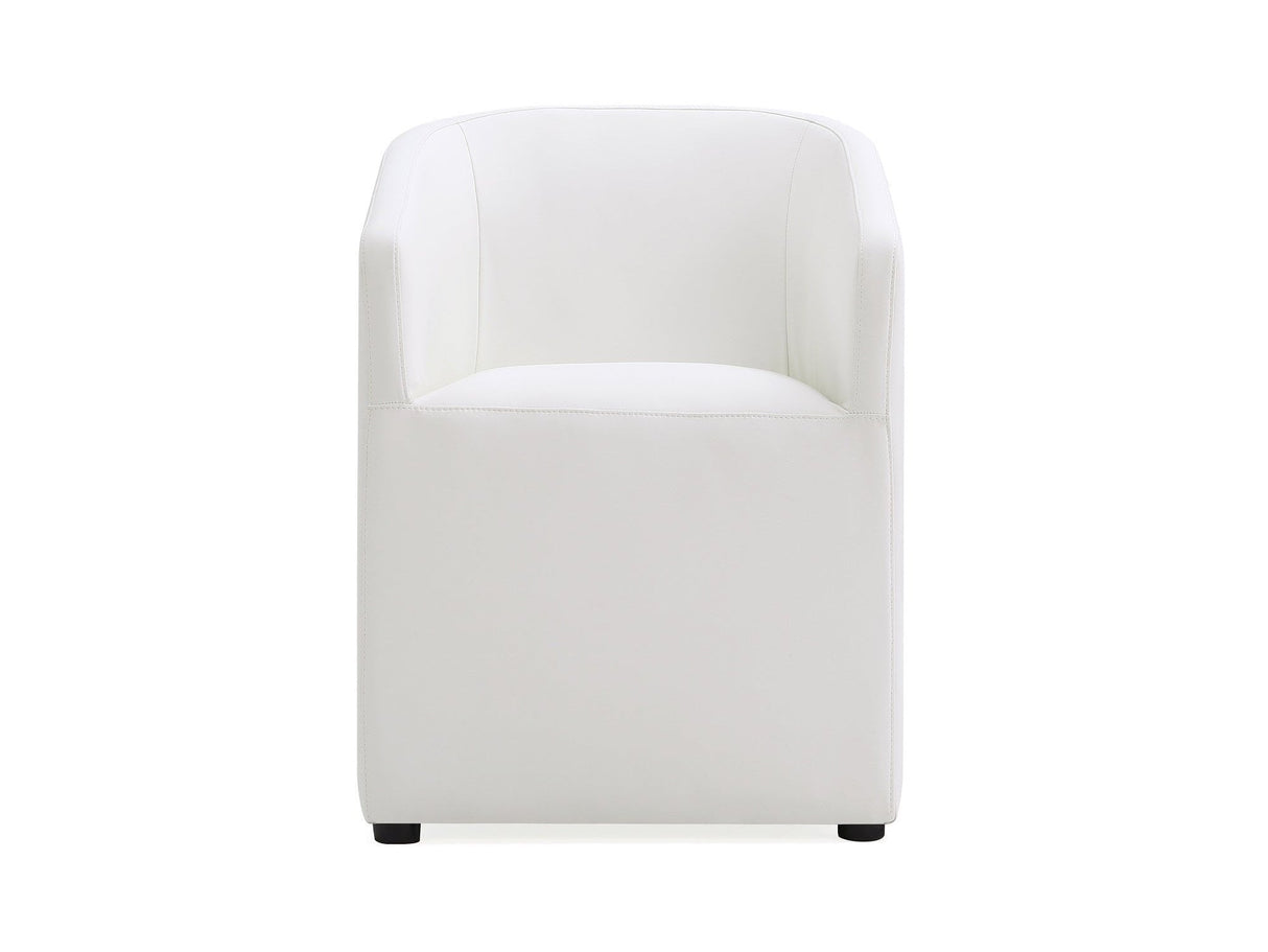 Anna Round Faux Leather Dining Armchair in Cream by Manhattan Comfort at Eve Furniture