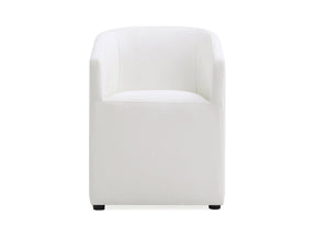 Anna Round Faux Leather Dining Armchair in Cream by Manhattan Comfort at Eve Furniture
