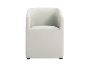 Anna Round Faux Leather Dining Armchair in Light Stone Grey by Manhattan Comfort at Eve Furniture