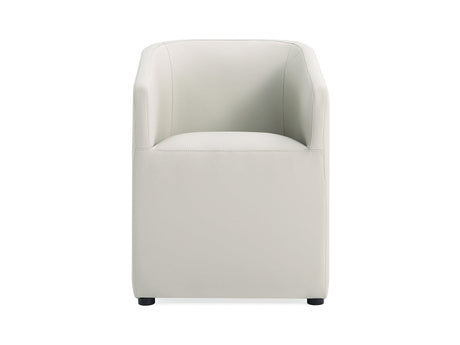 Anna Round Faux Leather Dining Armchair in Light Stone Grey by Manhattan Comfort at Eve Furniture