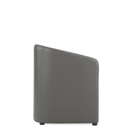 Anna Round Faux Leather Dining Armchair in Pewter by Manhattan Comfort at Eve Furniture