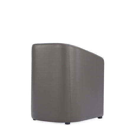 Anna Round Faux Leather Dining Armchair in Pewter by Manhattan Comfort at Eve Furniture