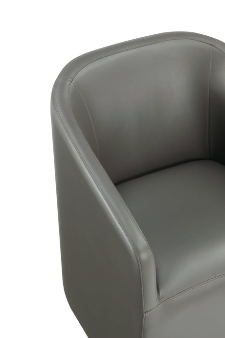 Anna Round Faux Leather Dining Armchair in Pewter by Manhattan Comfort at Eve Furniture