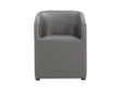 Anna Round Faux Leather Dining Armchair in Pewter by Manhattan Comfort at Eve Furniture