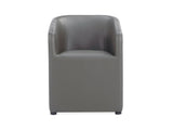 Anna Round Faux Leather Dining Armchair in Pewter by Manhattan Comfort at Eve Furniture