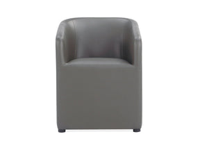 Anna Round Faux Leather Dining Armchair in Pewter by Manhattan Comfort at Eve Furniture