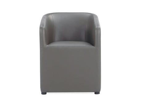 Anna Round Faux Leather Dining Armchair in Pewter by Manhattan Comfort at Eve Furniture