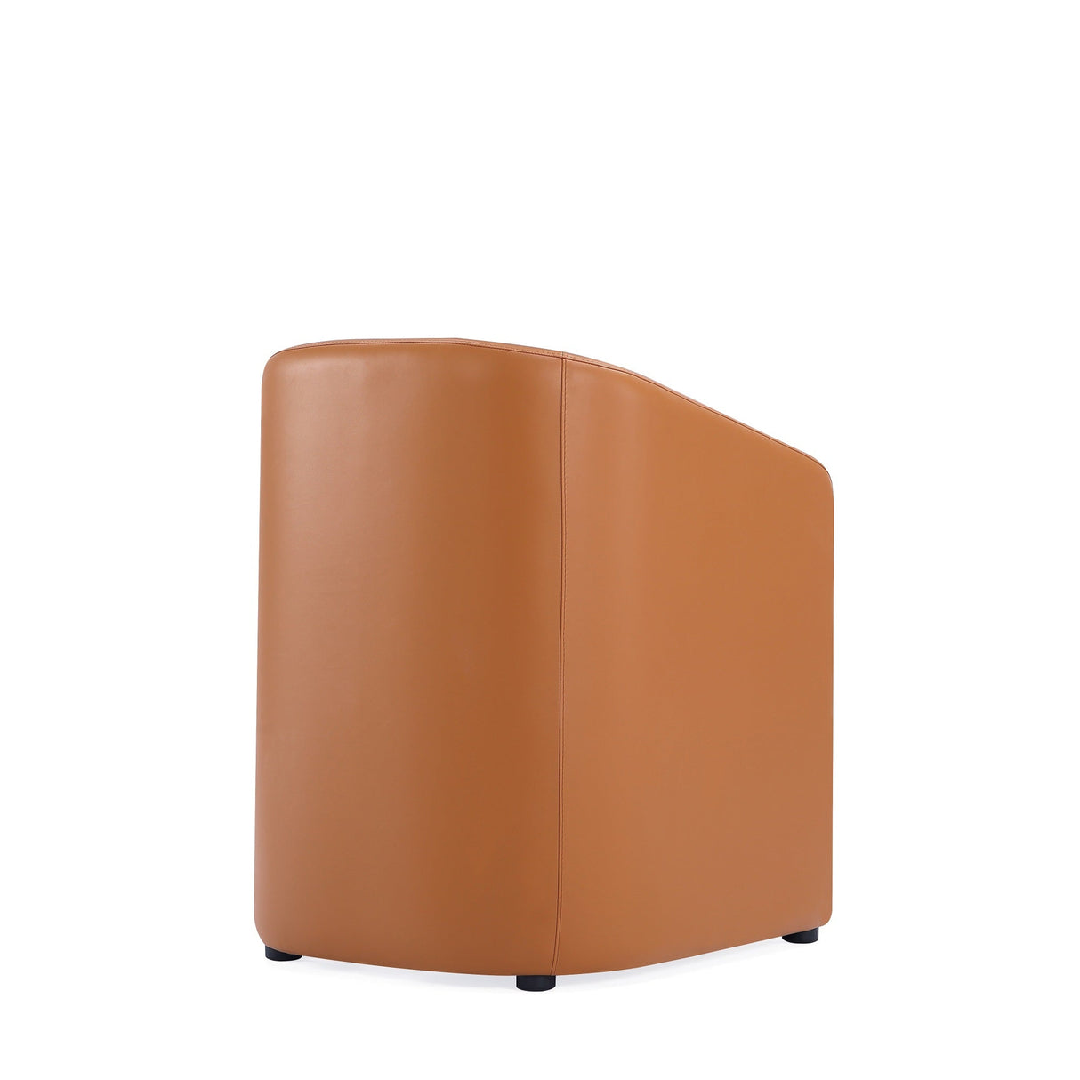 Anna Round Faux Leather Dining Armchair in Saddle by Manhattan Comfort at Eve Furniture