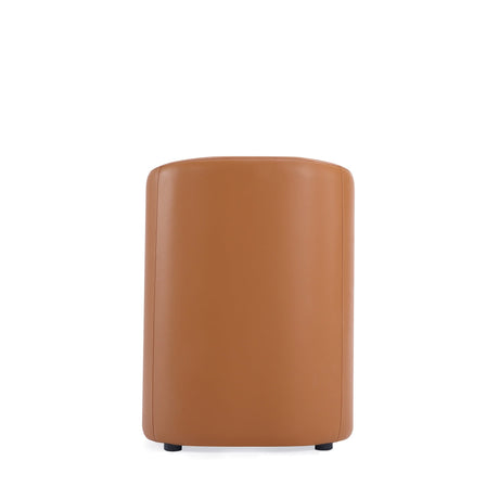Anna Round Faux Leather Dining Armchair in Saddle by Manhattan Comfort at Eve Furniture