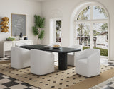 Anna Round Faux Leather Dining Chair in Cream (set of 2) by Manhattan Comfort at Eve Furniture