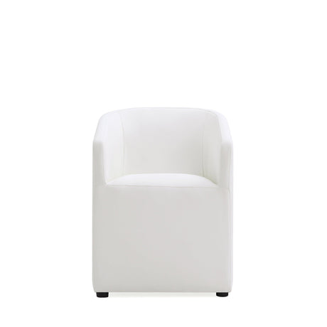 Anna Round Faux Leather Dining Chair in Cream (set of 2) by Manhattan Comfort at Eve Furniture