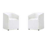 Anna Round Faux Leather Dining Chair in Cream (set of 2) by Manhattan Comfort at Eve Furniture