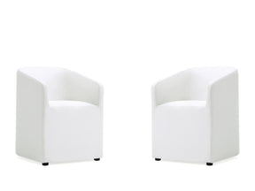 Anna Round Faux Leather Dining Chair in Cream (set of 2) by Manhattan Comfort at Eve Furniture