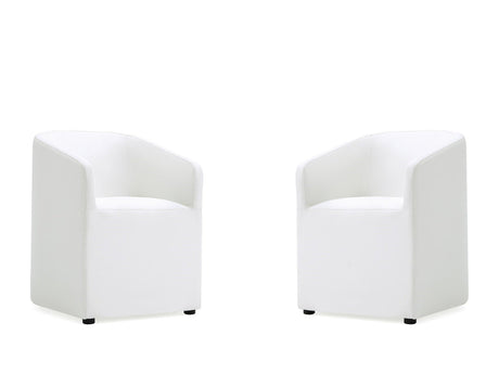 Anna Round Faux Leather Dining Chair in Cream (set of 2) by Manhattan Comfort at Eve Furniture