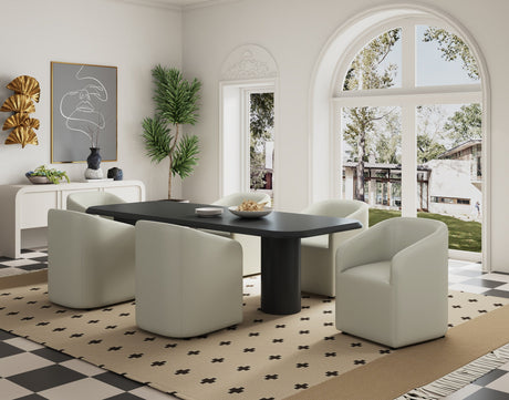 Anna Round Faux Leather Dining Chair in Light Stone Grey (set of 2) by Manhattan Comfort at Eve Furniture