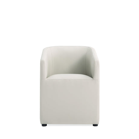 Anna Round Faux Leather Dining Chair in Light Stone Grey (set of 2) by Manhattan Comfort at Eve Furniture