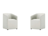Anna Round Faux Leather Dining Chair in Light Stone Grey (set of 2) by Manhattan Comfort at Eve Furniture