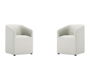 Anna Round Faux Leather Dining Chair in Light Stone Grey (set of 2) by Manhattan Comfort at Eve Furniture