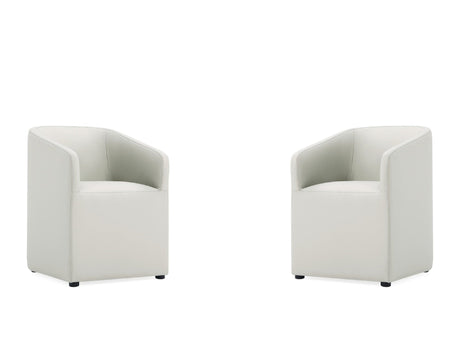 Anna Round Faux Leather Dining Chair in Light Stone Grey (set of 2) by Manhattan Comfort at Eve Furniture