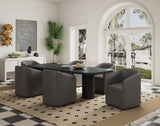 Anna Round Faux Leather Dining Chair in Pewter (set of 2) by Manhattan Comfort at Eve Furniture