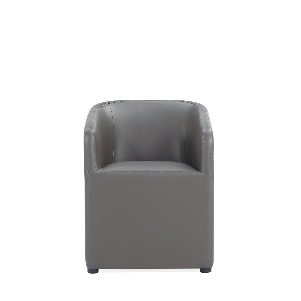 Anna Round Faux Leather Dining Chair in Pewter (set of 2) by Manhattan Comfort at Eve Furniture