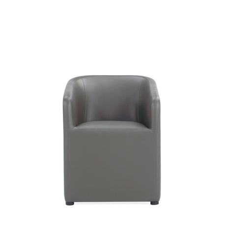 Anna Round Faux Leather Dining Chair in Pewter (set of 2) by Manhattan Comfort at Eve Furniture