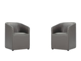 Anna Round Faux Leather Dining Chair in Pewter (set of 2) by Manhattan Comfort at Eve Furniture