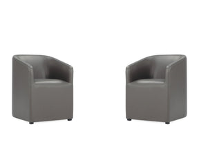 Anna Round Faux Leather Dining Chair in Pewter (set of 2) by Manhattan Comfort at Eve Furniture