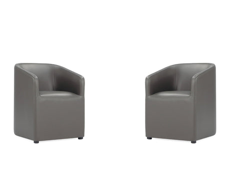 Anna Round Faux Leather Dining Chair in Pewter (set of 2) by Manhattan Comfort at Eve Furniture