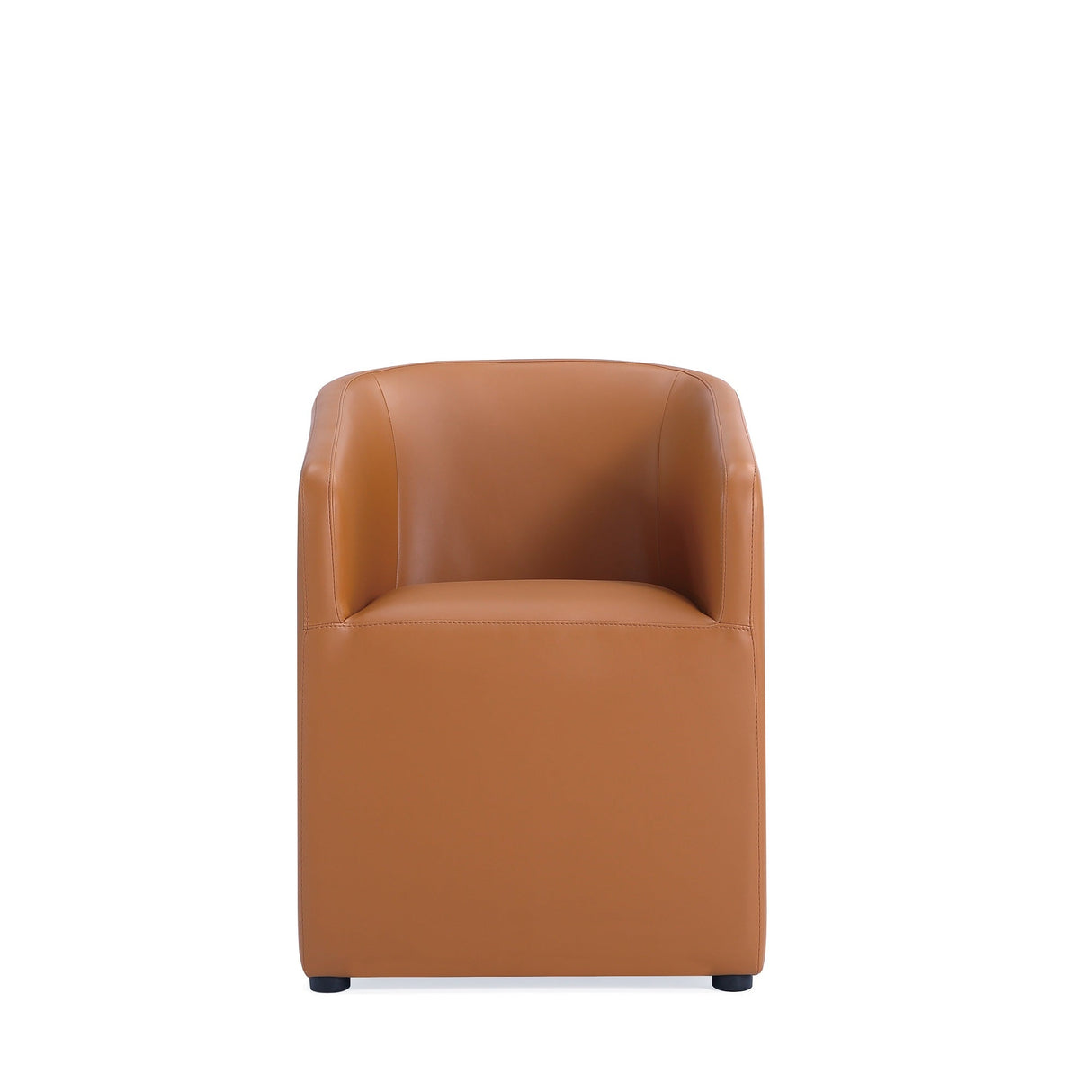 Anna Round Faux Leather Dining Chair in Saddle (set of 2) by Manhattan Comfort at Eve Furniture