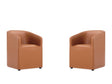 Anna Round Faux Leather Dining Chair in Saddle (set of 2) by Manhattan Comfort at Eve Furniture