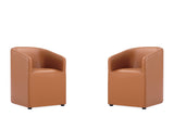 Anna Round Faux Leather Dining Chair in Saddle (set of 2) by Manhattan Comfort at Eve Furniture