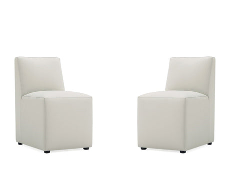 Anna Square Faux Leather Armless Dining Chair in Light Stone Grey (set of 2) by Manhattan Comfort at Eve Furniture