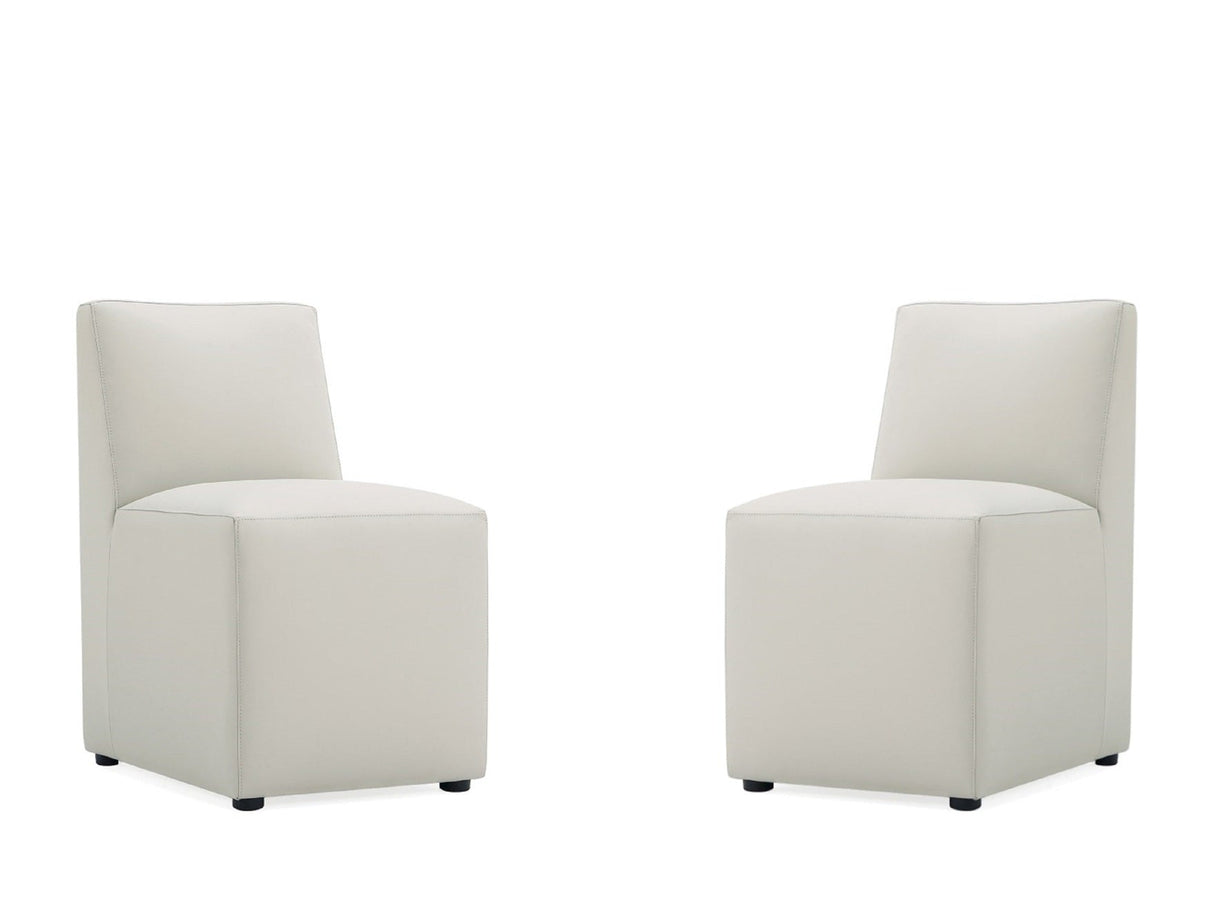 Anna Square Faux Leather Armless Dining Chair in Light Stone Grey (set of 2) by Manhattan Comfort at Eve Furniture