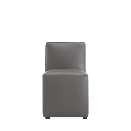 Anna Square Faux Leather Armless Dining Chair in Pewter (set of 2) by Manhattan Comfort at Eve Furniture