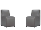 Anna Square Faux Leather Armless Dining Chair in Pewter (set of 2) by Manhattan Comfort at Eve Furniture