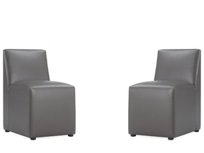 Anna Square Faux Leather Armless Dining Chair in Pewter (set of 2) by Manhattan Comfort at Eve Furniture