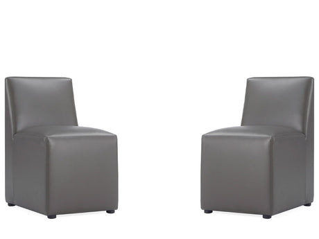 Anna Square Faux Leather Armless Dining Chair in Pewter (set of 2) by Manhattan Comfort at Eve Furniture