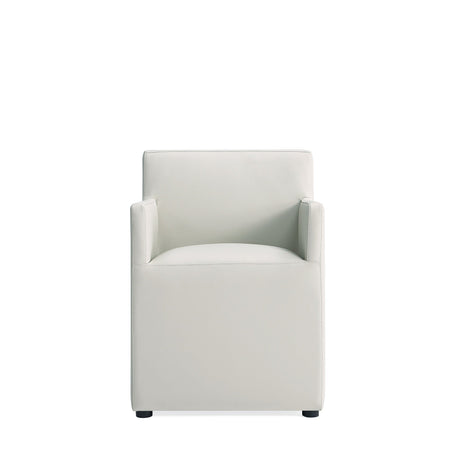 Anna Square Faux Leather Dining Arm Chair in Light Stone Grey (set of 2) by Manhattan Comfort at Eve Furniture