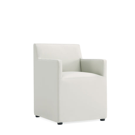 Anna Square Faux Leather Dining Arm Chair in Light Stone Grey (set of 2) by Manhattan Comfort at Eve Furniture