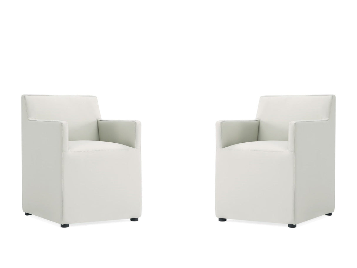 Anna Square Faux Leather Dining Arm Chair in Light Stone Grey (set of 2) by Manhattan Comfort at Eve Furniture