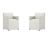 Anna Square Faux Leather Dining Arm Chair in Light Stone Grey (set of 2) by Manhattan Comfort at Eve Furniture
