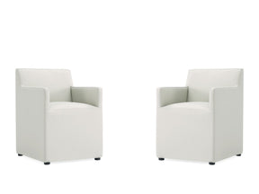 Anna Square Faux Leather Dining Arm Chair in Light Stone Grey (set of 2) by Manhattan Comfort at Eve Furniture