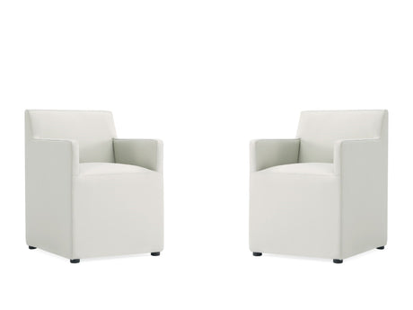 Anna Square Faux Leather Dining Arm Chair in Light Stone Grey (set of 2) by Manhattan Comfort at Eve Furniture