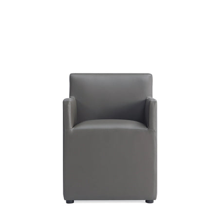 Anna Square Faux Leather Dining Arm Chair in Pewter (set of 2) by Manhattan Comfort at Eve Furniture