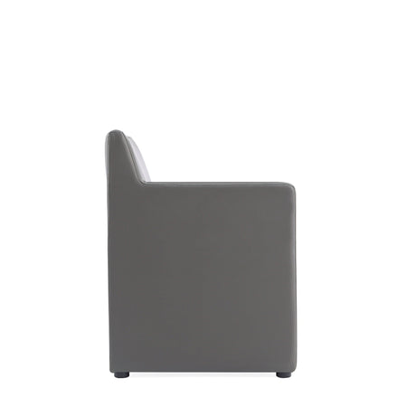 Anna Square Faux Leather Dining Arm Chair in Pewter (set of 2) by Manhattan Comfort at Eve Furniture