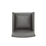 Anna Square Faux Leather Dining Arm Chair in Pewter (set of 2) by Manhattan Comfort at Eve Furniture