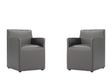 Anna Square Faux Leather Dining Arm Chair in Pewter (set of 2) by Manhattan Comfort at Eve Furniture