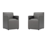 Anna Square Faux Leather Dining Arm Chair in Pewter (set of 2) by Manhattan Comfort at Eve Furniture